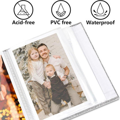 Fotoalben 10x15 cm 2er Pack Schwarz Leinen Cover Frontfenster 100 Fotos