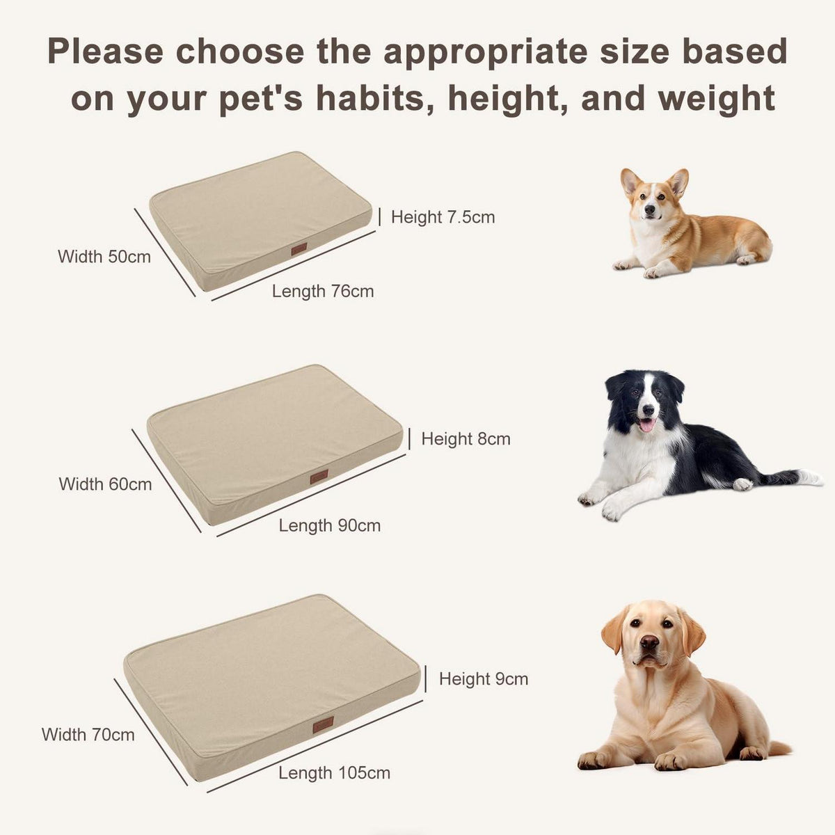 Orthopädisches Hundebett Khaki L – Wasserdicht & Komfortabel