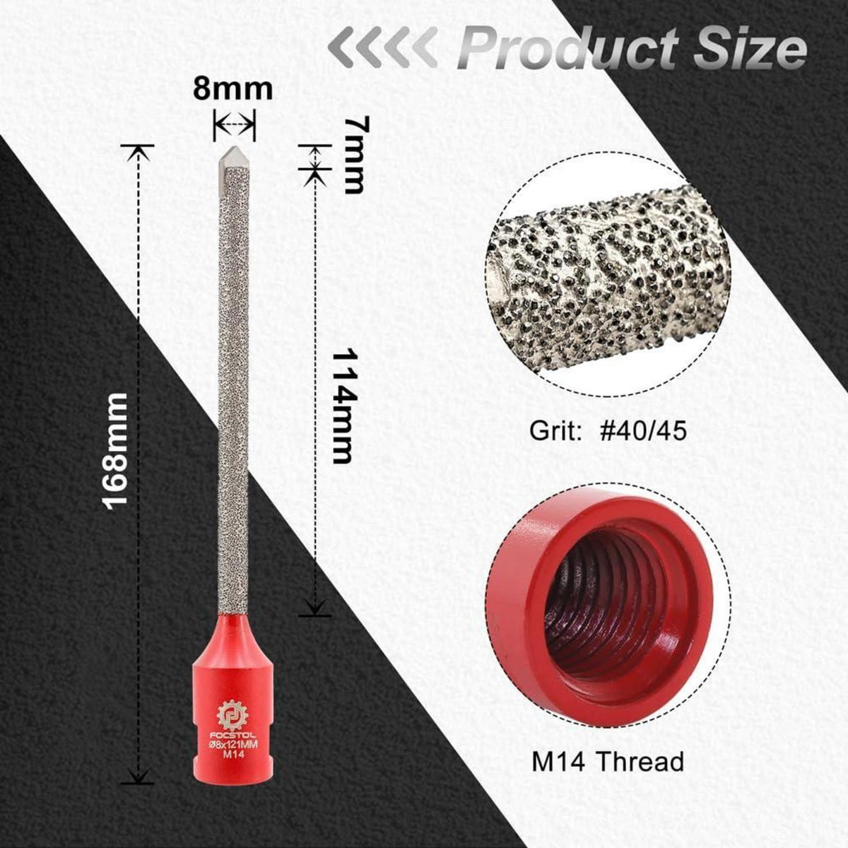 Diamant Mörtel Hakenbohrer 3er Set 8mm x 168mm M14