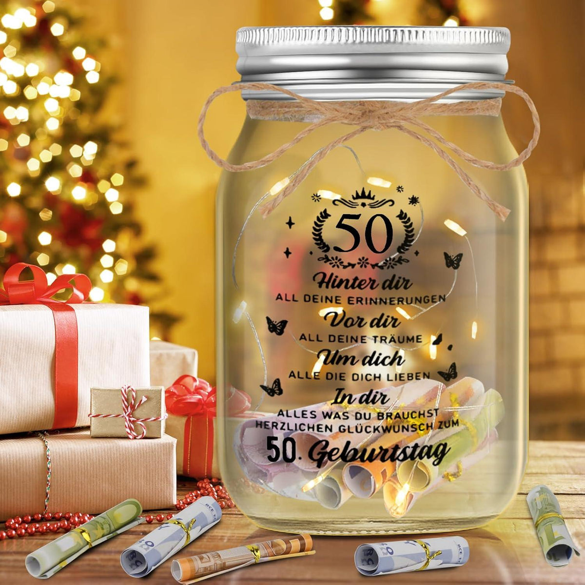 LED Flaschenlicht 50. Geburtstag Deko Geschenk Nachtlicht