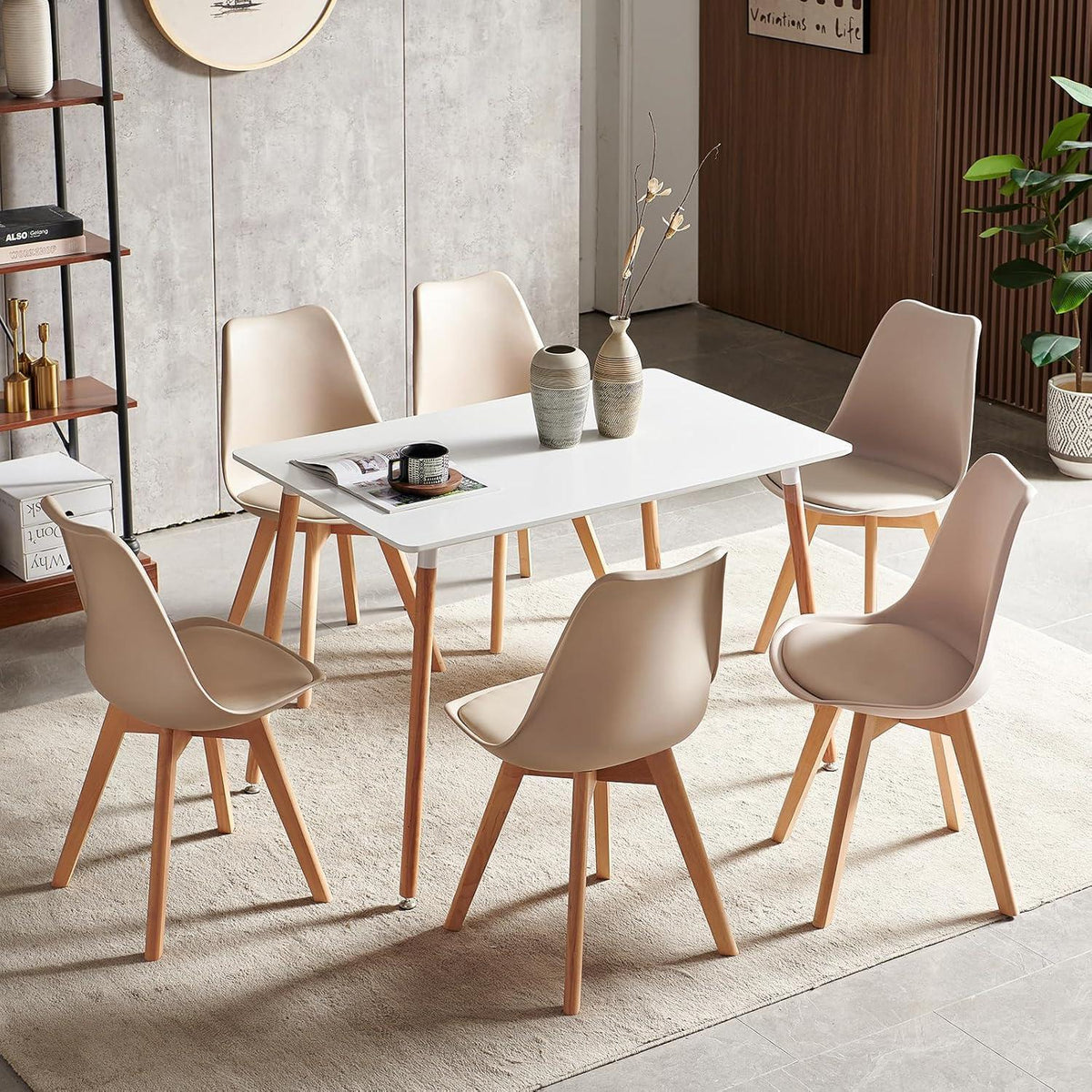 Skandinavische Esszimmerstühle 6er Set, Khaki