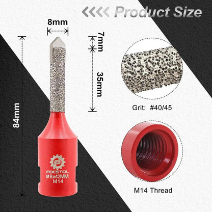 Diamant Mörtel Hakenbohrer 8mm x 42mm für Winkelschleifer