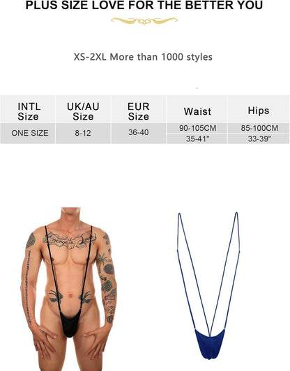 Mankini Borat Anzug Herren Sex Strang Thong Sissy Unterwäsche Elefant Blau