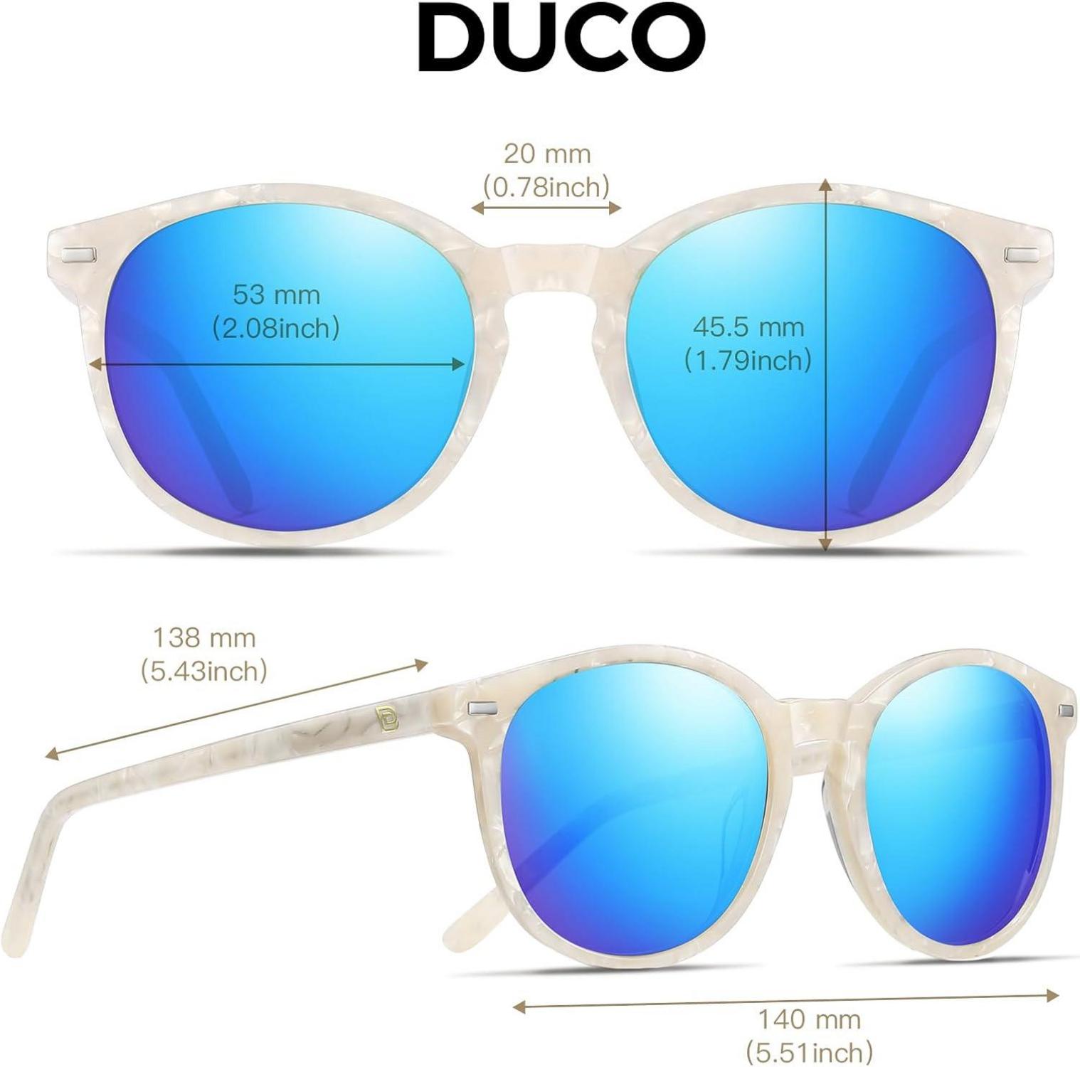 Polarisierte Retro-Damen-Sonnenbrille UV400 Acetat Weiß Blau