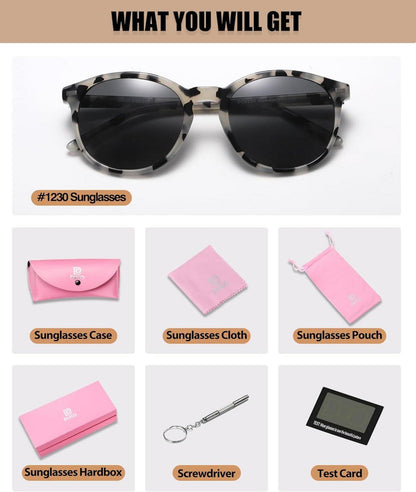 Damen Retro Sonnenbrille UV400 Vintage Polarisiert Leicht Acetat Grau Schwarz