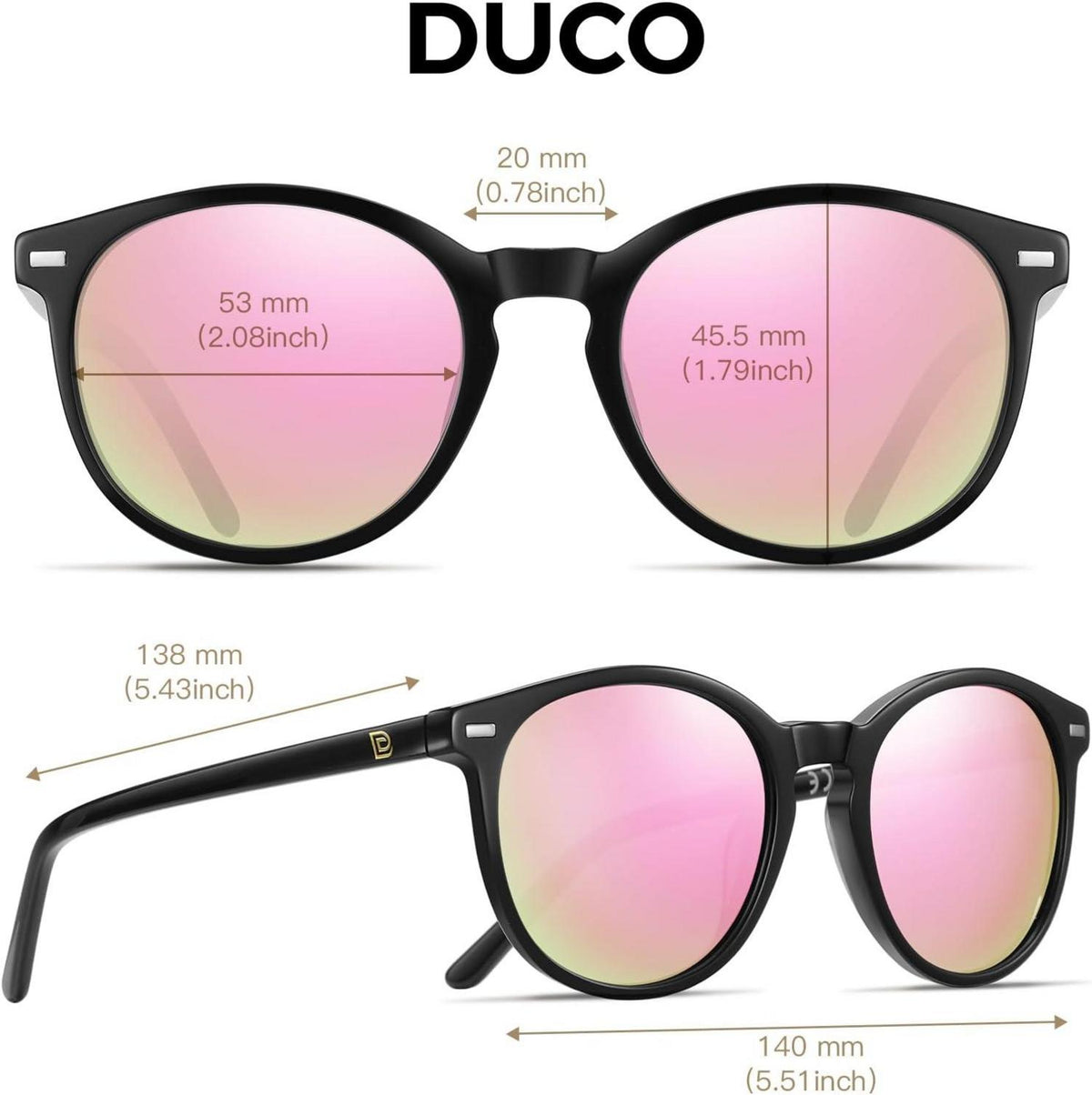 Damen Retro Sonnenbrille UV400 Polarisiert Vintage Leicht Acetat