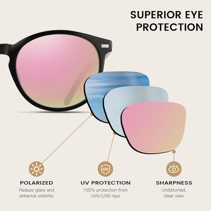 Damen Retro Sonnenbrille Vintage Polarisiert UV400 Leicht Acetat