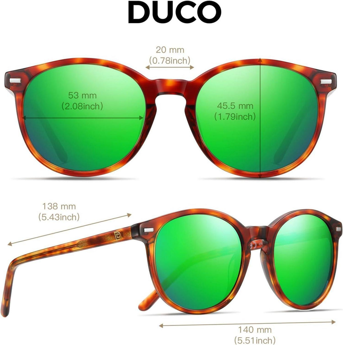 Polarisierte Retro-Sonnenbrille Damen UV400 Tortoise Rahmen