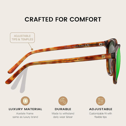 Damen Retro Sonnenbrille Polarisiert UV400 Schutz Leichtgewicht Acetat Frame