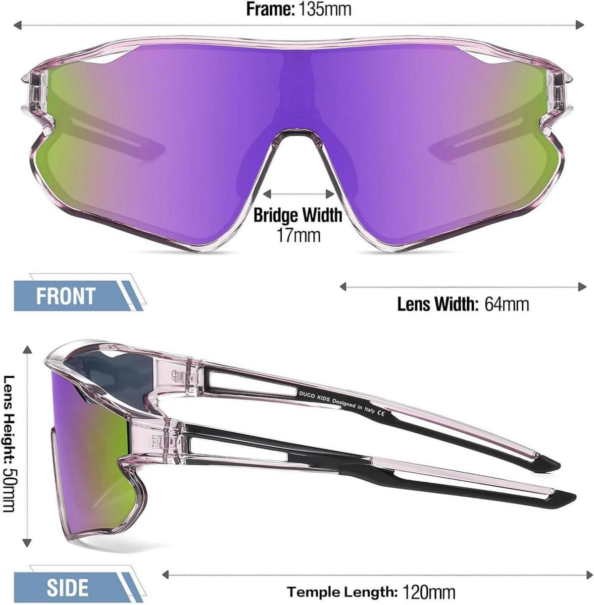 DUCO Kinder Sonnenbrille Sport Jugend Baseball UV400 TR90