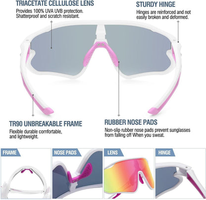 DUCO Kinder Sport Sonnenbrille UV400 Baseball Radfahren Jugend DK268
