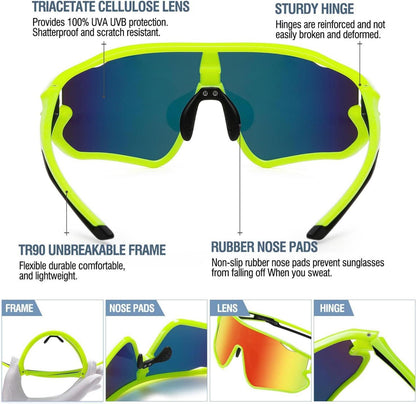DUCO Kinder Sonnenbrille TR90 Rahmen UV400 Sport Baseball Radfahren Sonnenbrillen Jungen Mädchen DK268 Fluore Grün Schwarz Temple Revo Orange