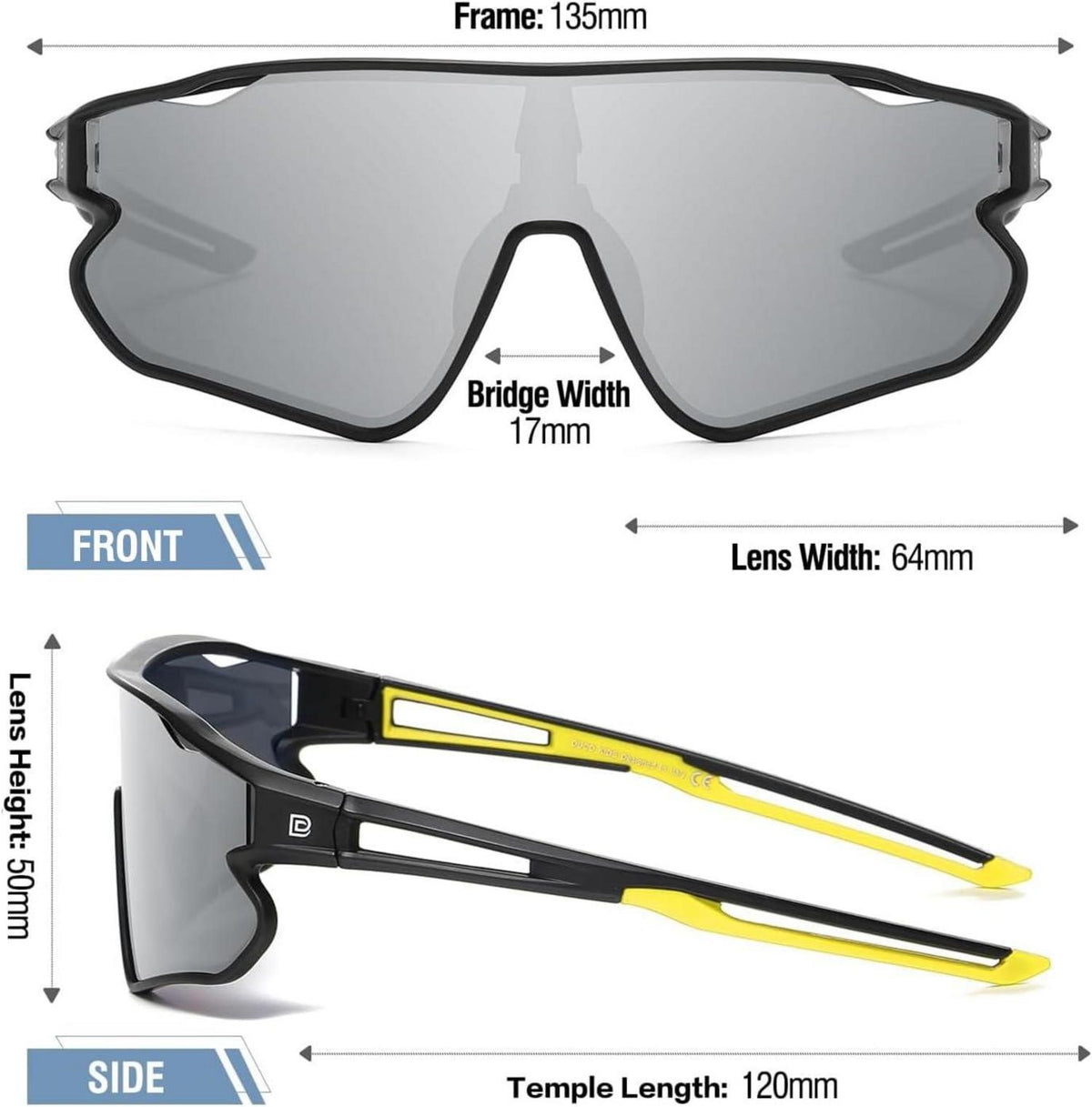 Kinder Baseball Sonnenbrille TR90 Schwarz Gelb UV400 Sport casual