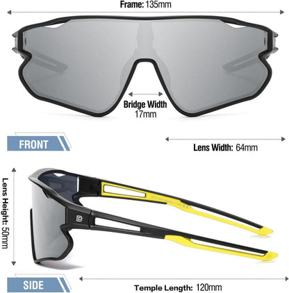Kinder Baseball Sonnenbrille TR90 Schwarz Gelb UV400 Sport casual