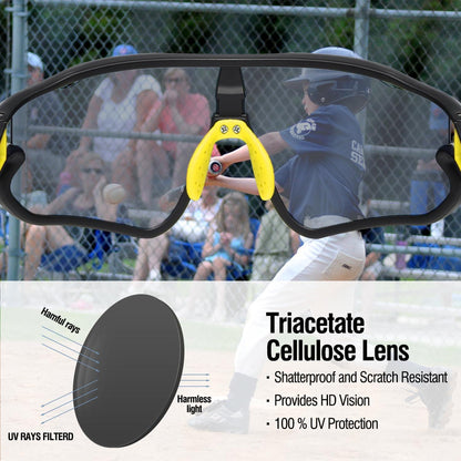 DUCO Kinder Sport Sonnenbrille Jugend Baseball TR90 Rahmen UV400 schwarz