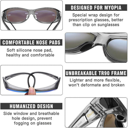 Polarisierte Sonnenbrille UV400 Schutz Blendschutz Überbrille Größe L
