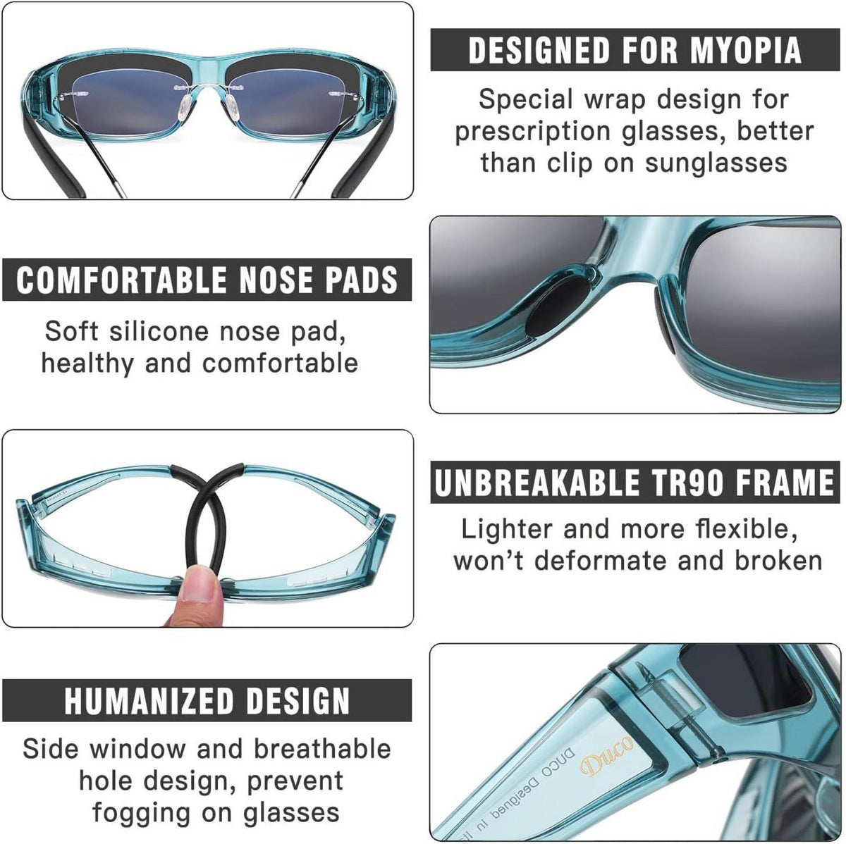 Polarisierte Sonnenbrille UV400 Schutz Brille für Brillenträger