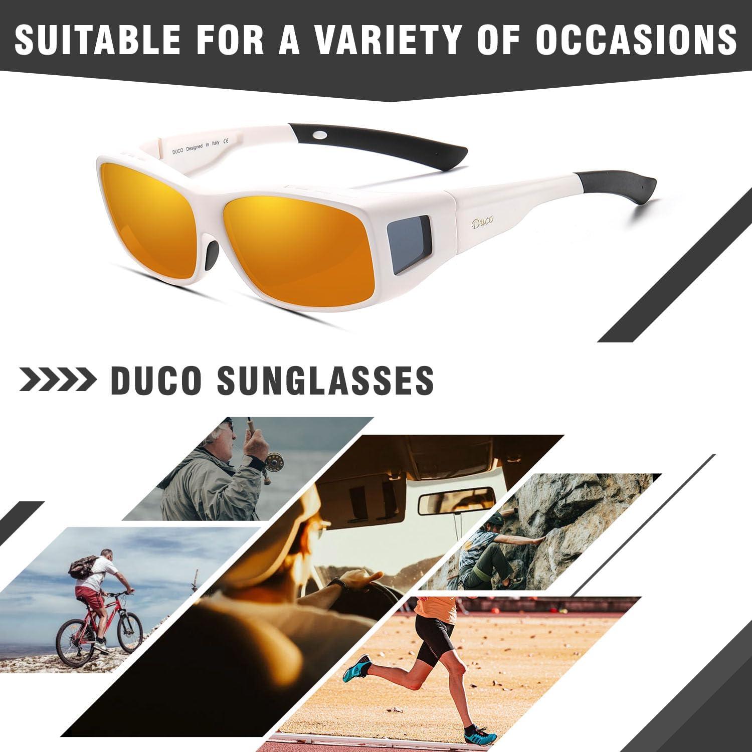 DUCO Polarisierte Sonnenbrille Wrap Around Überbrille UV400 Schutz L Größe