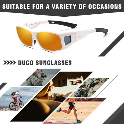 DUCO Polarisierte Sonnenbrille Wrap Around Überbrille UV400 Schutz L Größe