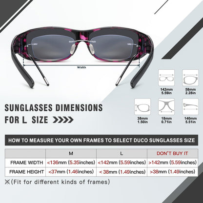 DUCO Polarisierte Überbrille UV400 Schutz Lila Tortoise Rahmen - L Größe