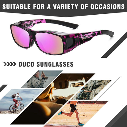 DUCO Polarisierte Überbrille UV400 Wrap-Around Brille für Brillenträger L Größe