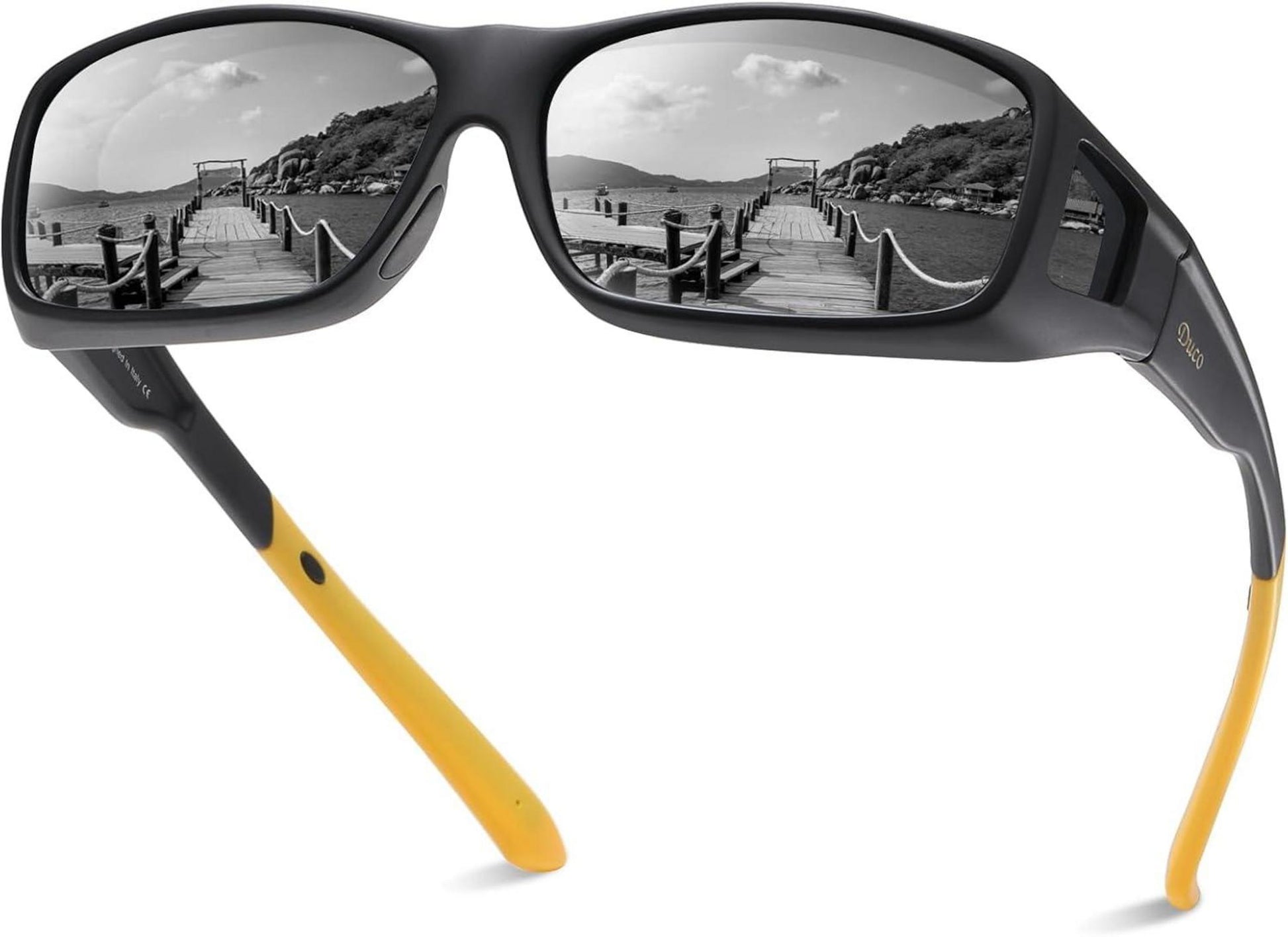 Polarisierte UV400 Sonnenbrille mit Überbrille Schwarz-Grau