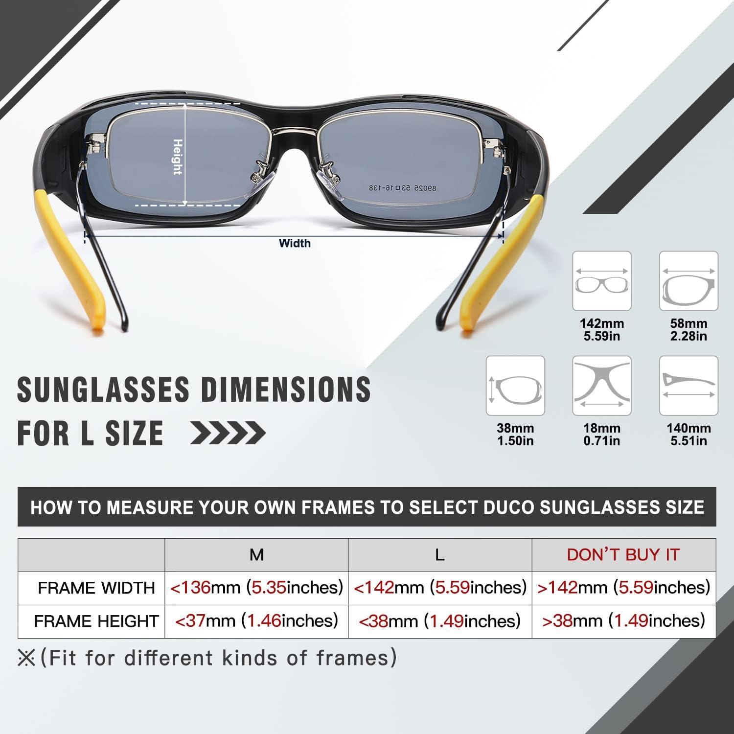 Polarisierte UV400 Sonnenbrille mit Überbrille Schwarz-Grau