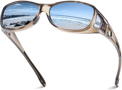 Polarisierte Sonnenbrille UV400-Schutz Wrap-Around Transparent Braun