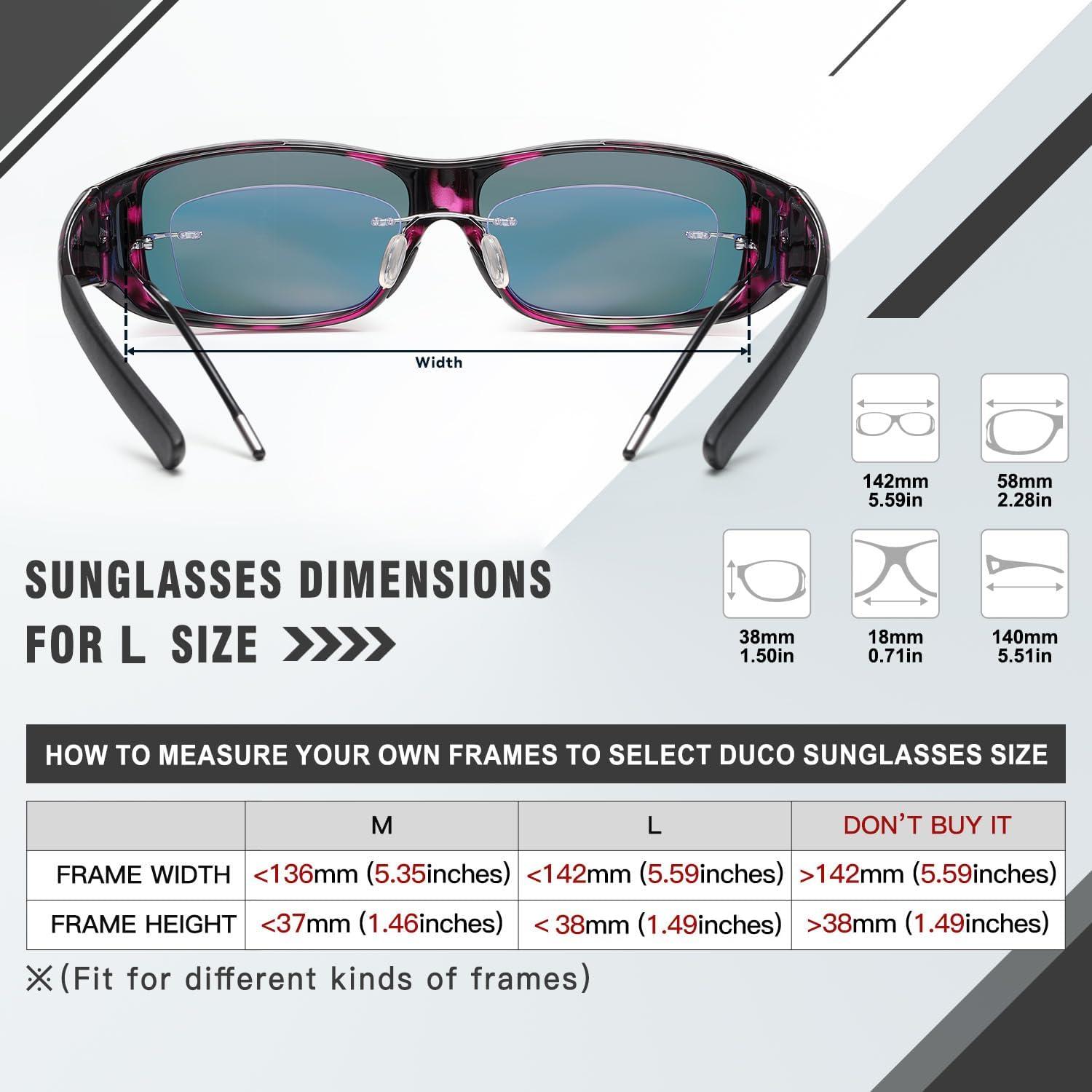 DUCO Polarisierte Sonnenbrille UV400 Schutz Lila Tortoise Grau polarisiertDims 40x60 mm