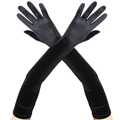 Lange Samt Handschuhe Schwarz 1920er Jahre Party Kostüm