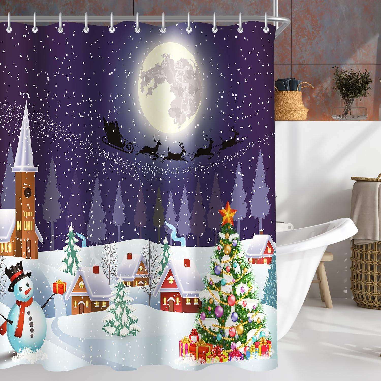 Duschvorhang Weihnachtsstimmung 200x200cm Wasserabweisend Polyester Ösen Saum