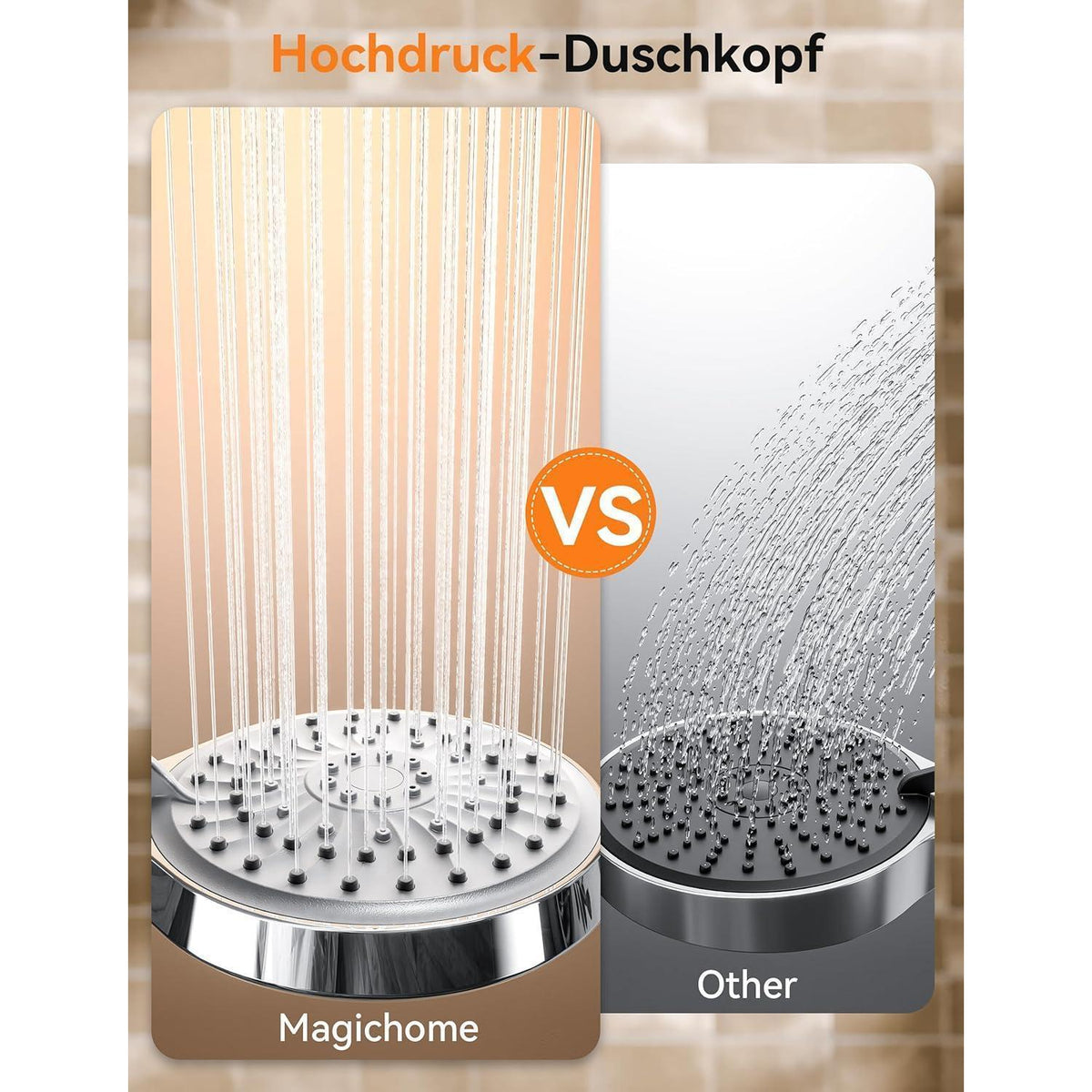 Handbrause Wassersparend 5 Strahlarten Hochdruck
