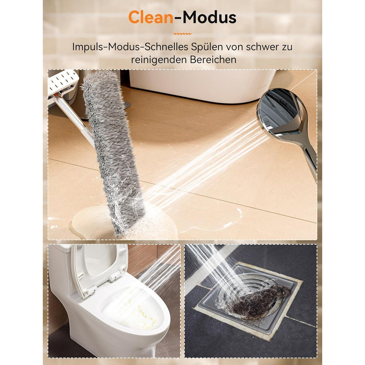 Handbrause Wassersparend 5 Strahlarten Hochdruck