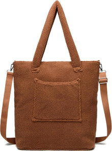 Teddyfleece Handtasche Damen Plüsch Schultertasche Umhängetasche