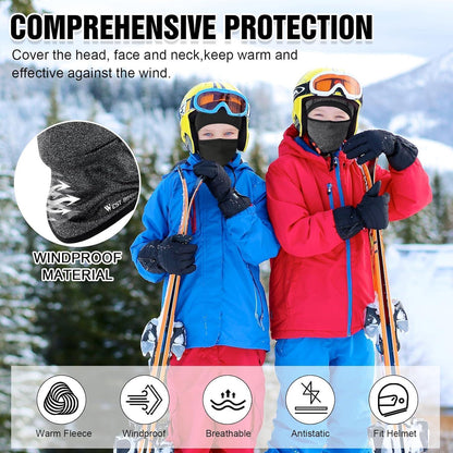 Kinder Sturmhaube Fleece Warm & Winddicht für Winter Outdoor Sport