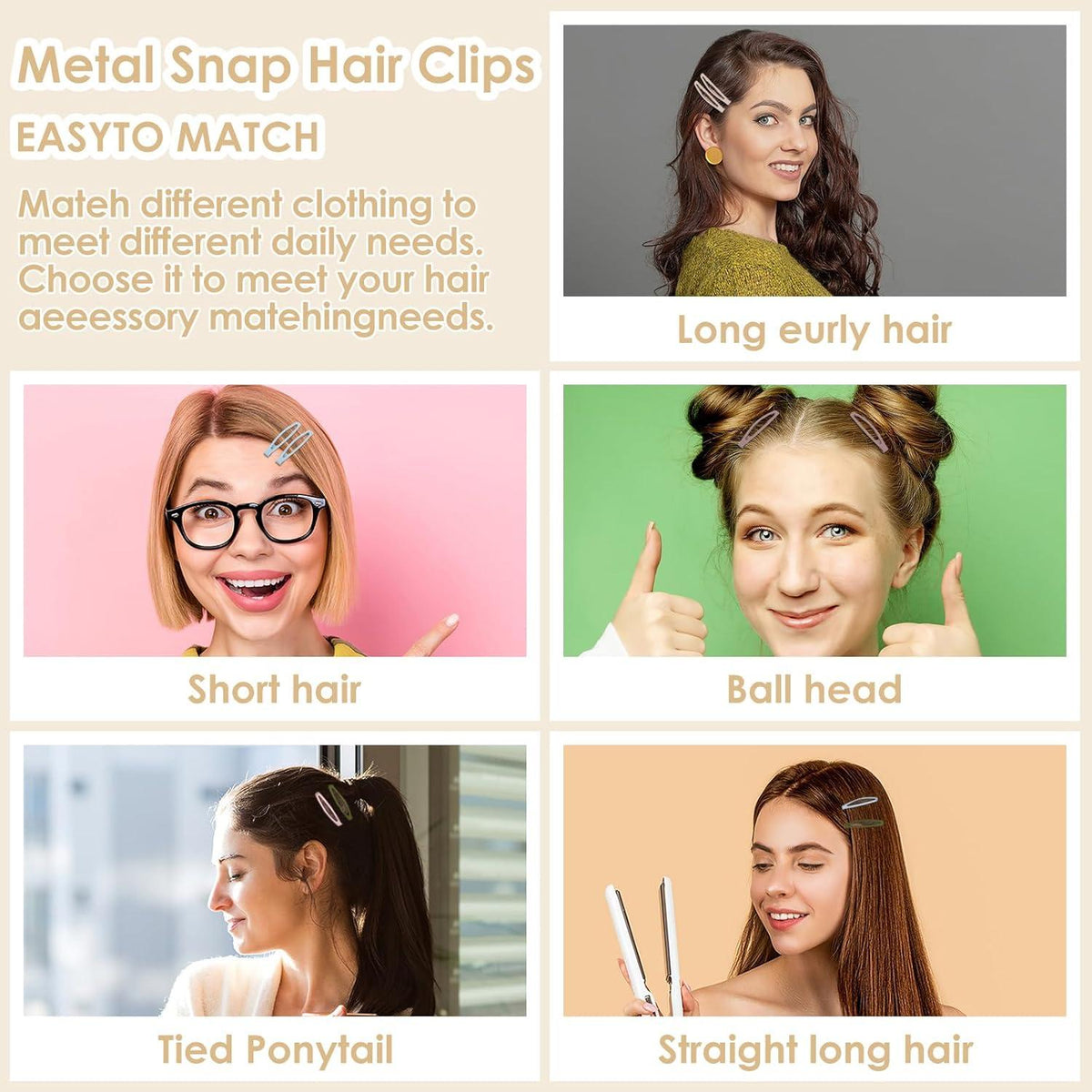 20x Colorful Snap Hairclips Metal Grips Clip Fine Hairstyle