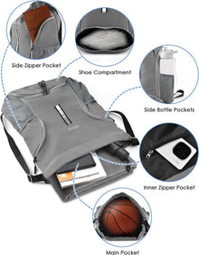 Sportbeutel Rucksack mit Kordelzug und Schuhfach für Fußball