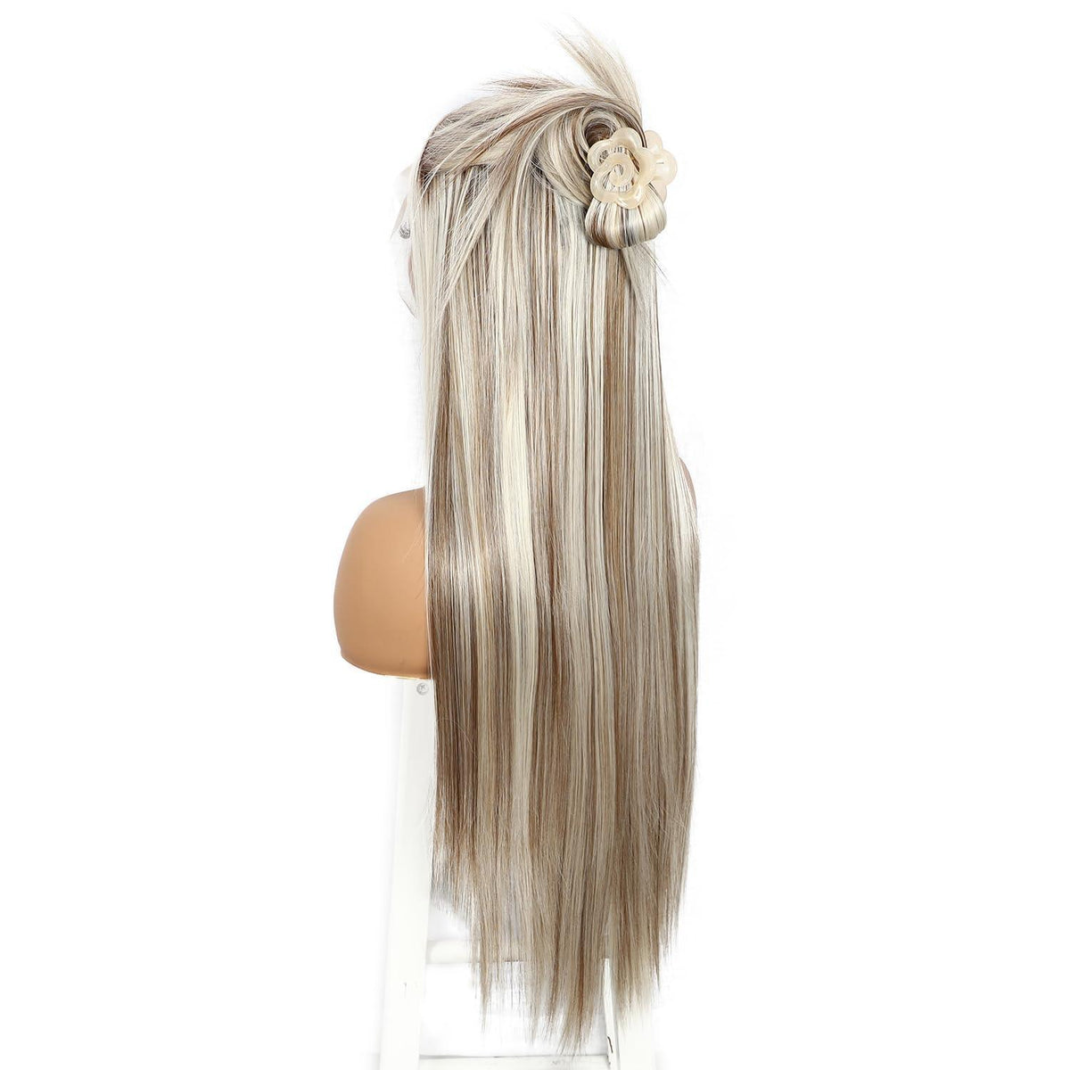Blond Lange Gerade Perücke 13x6 Lace Front Synthetik 26 Zoll