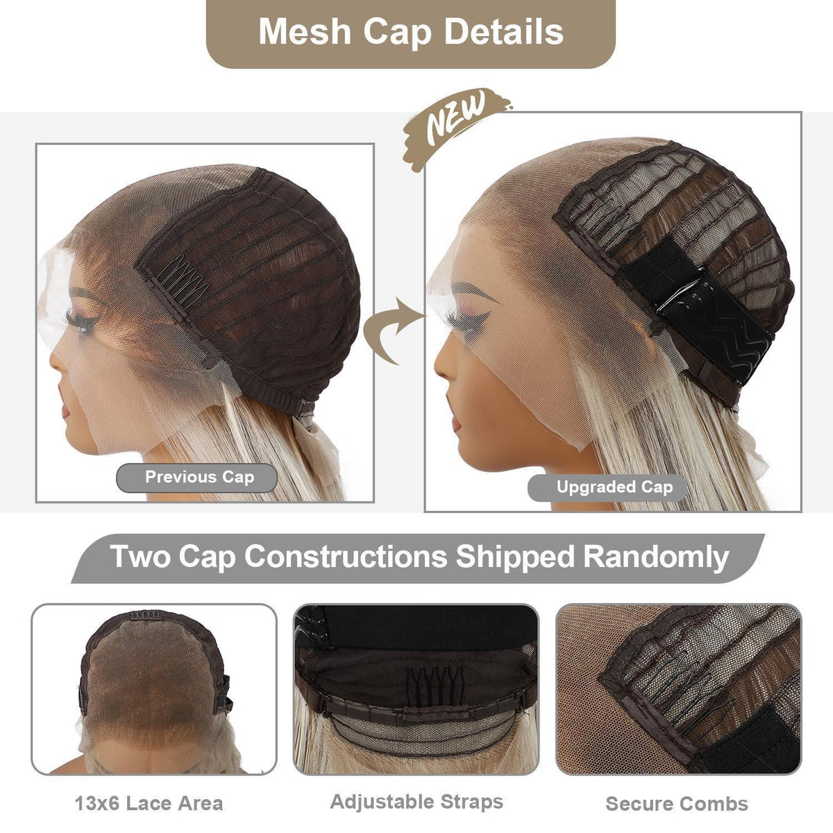 Blond Lange Gerade Perücke 13x6 Lace Front Synthetik 26 Zoll