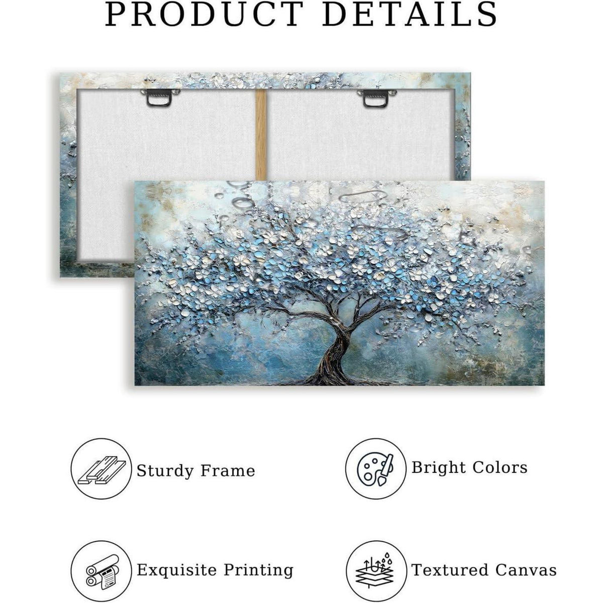 Blühender Baum Leinwandbild - Baum des Lebens Blau 50x100 cm
