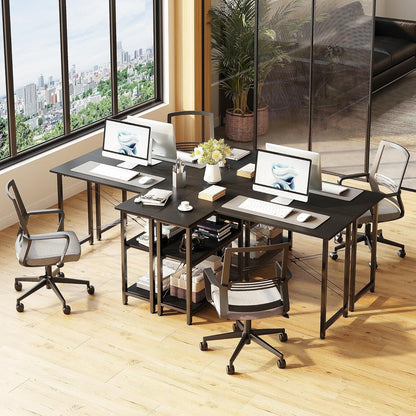 Schreibtisch mit Regalen, 120 cm Eckschreibtisch, Pc Tisch, Schreibtisch L Form, Schwarz