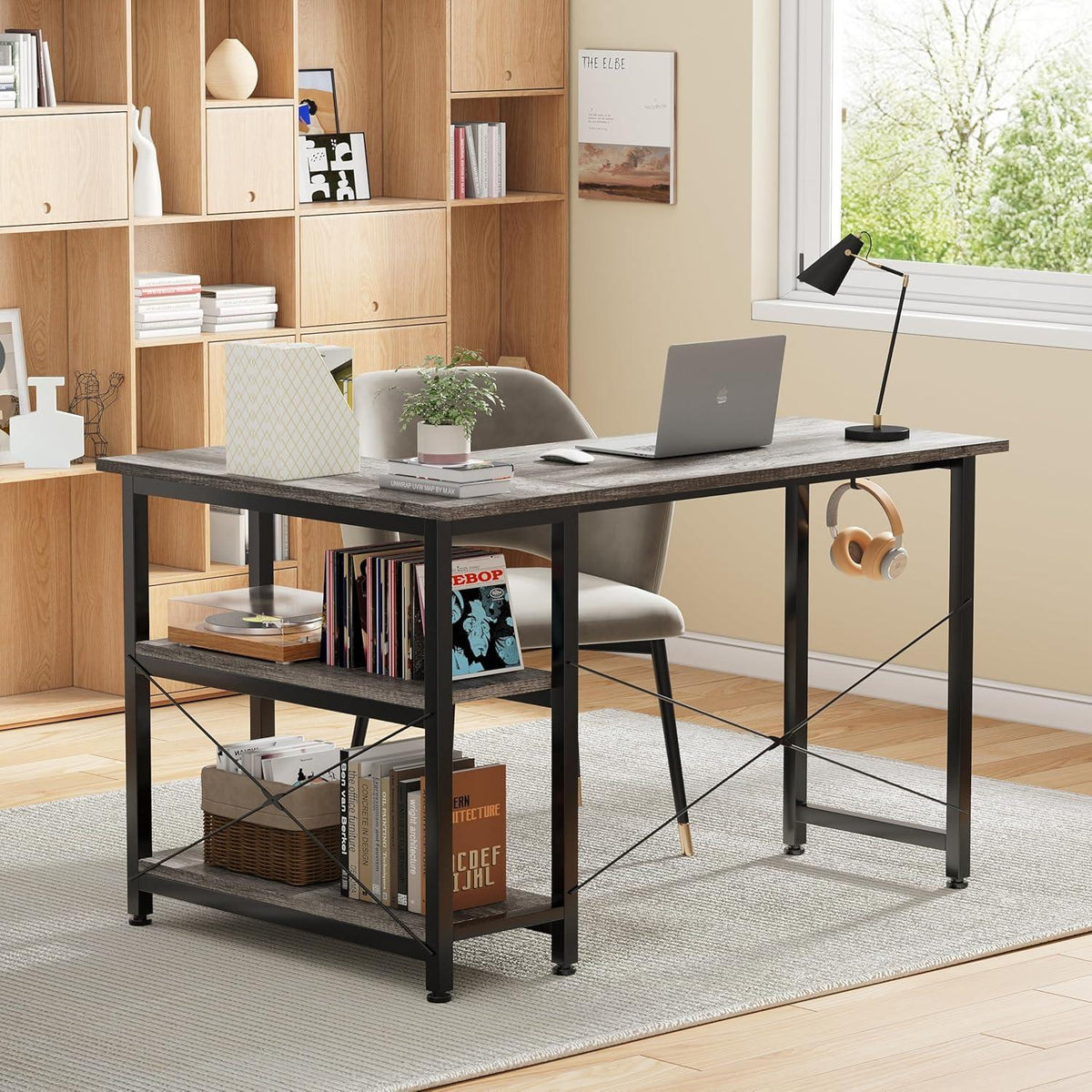 Eckschreibtisch 120cm mit 2 Regalen Stauraum Pc Tisch L-Form