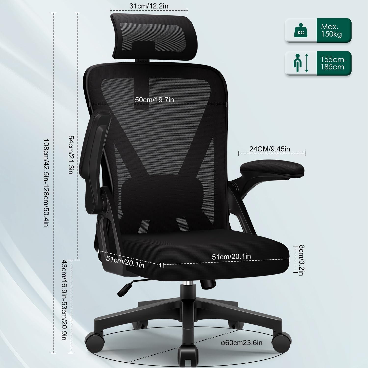 Ergonomischer Bürostuhl mit Wippfunktion und Leise Rollen bis