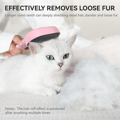 Katzenbürste mit Auslöseknopf für Lang- und Kurzhaar, Rosa