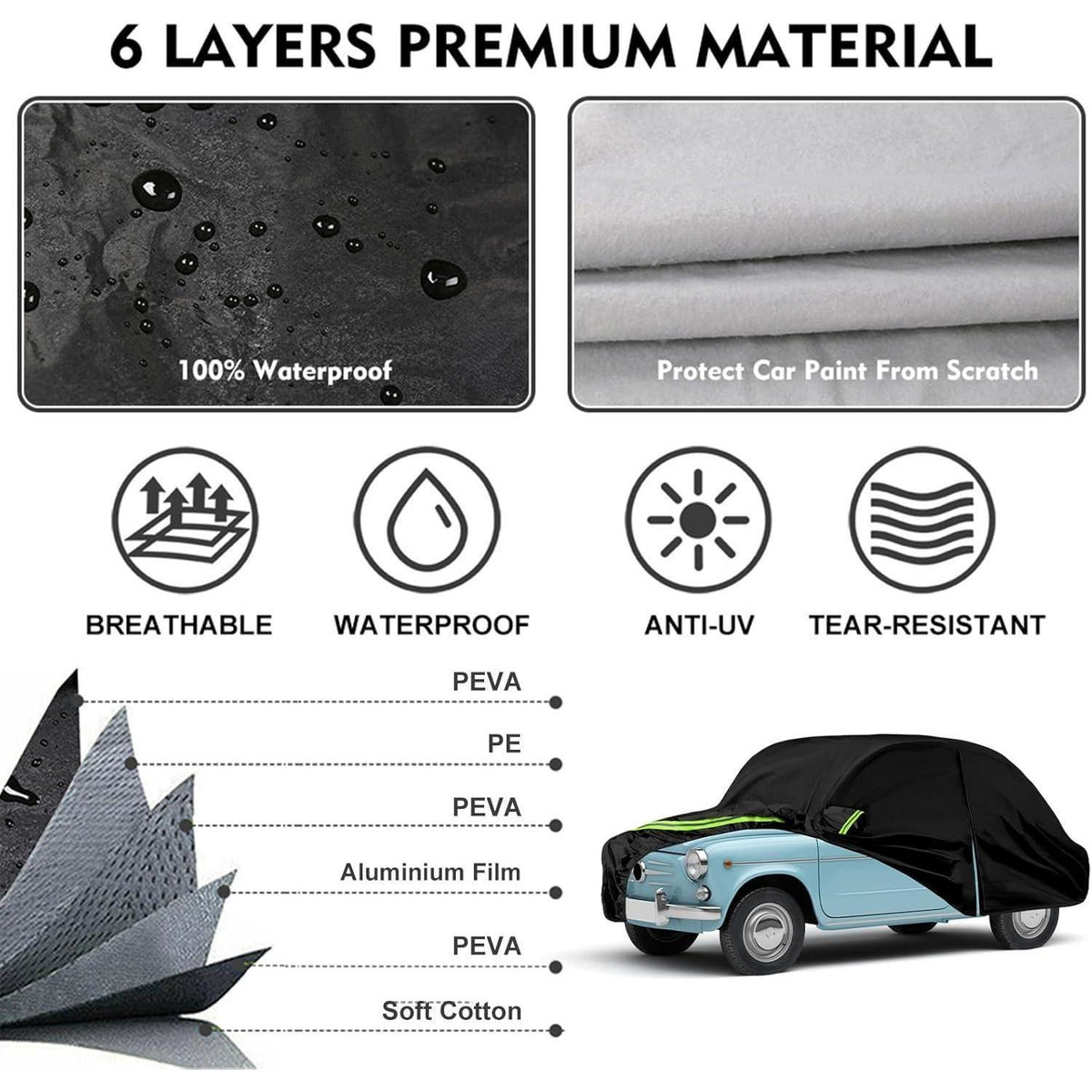 Auto Abdeckung für Fiat 600/Jagst 600/770 (1955-1969)