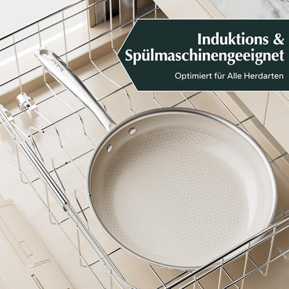 Redchef 28cm Wabenstruktur Bratpfanne Hybrid Tri-Ply PTFE PFAS PFOA Smarter Hitzeverteilung