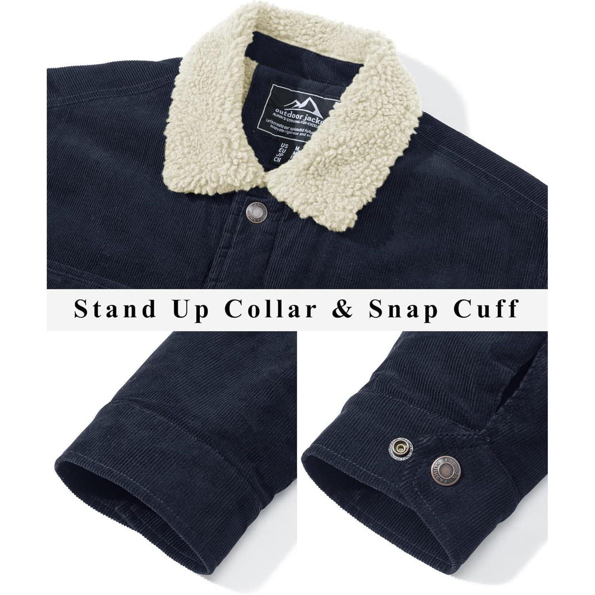 Herren Cordjacke gefüttert mit Teddyfell - Navy