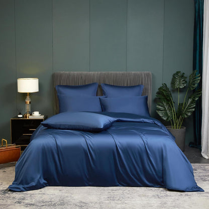 Bambus Bettwäsche Set 135x200cm Blau – 4-teilig, Atmungsaktiv & Kühlend