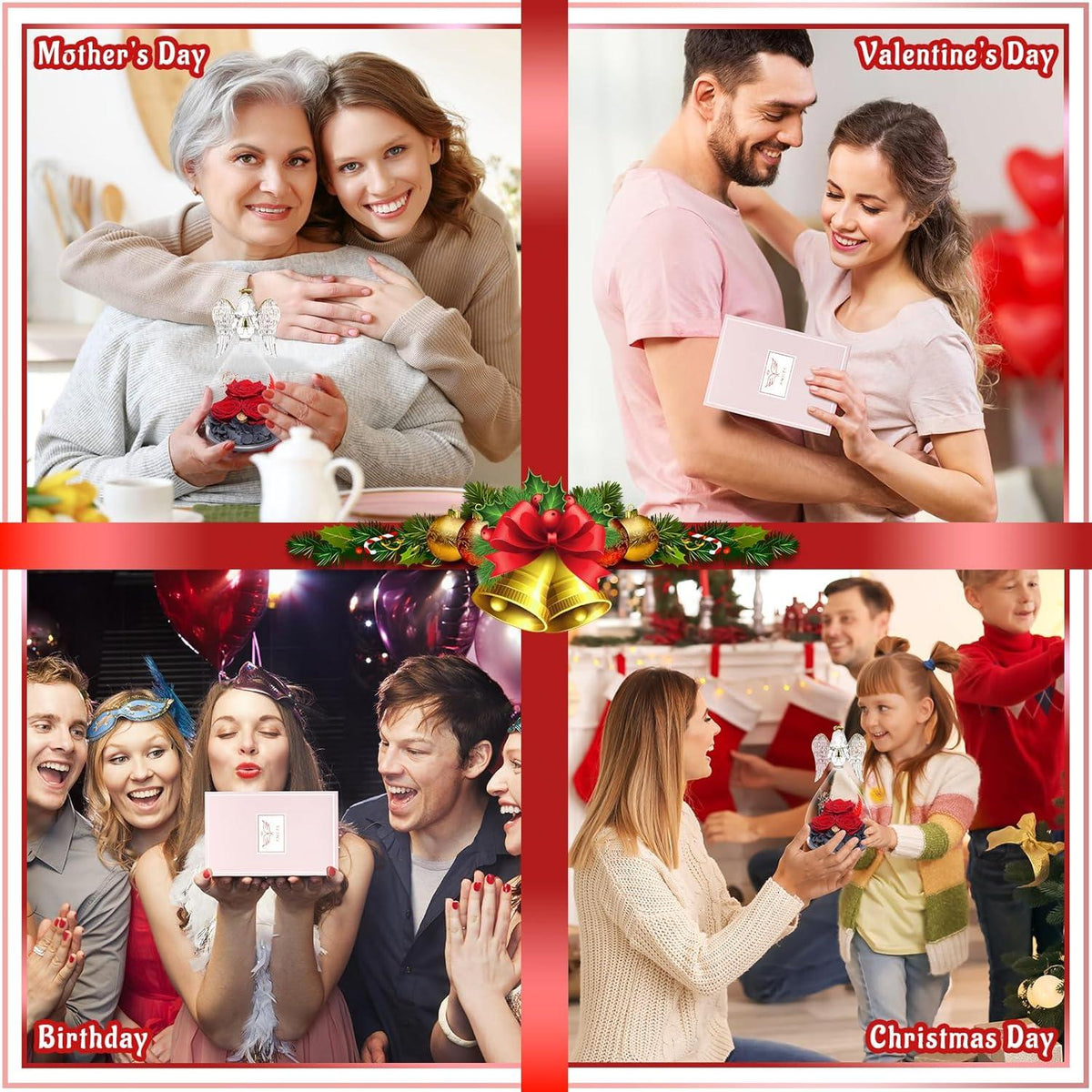 Ewige Rose Engel Geschenkbox 3 Rose Glas Weihnachten Oma Rot
