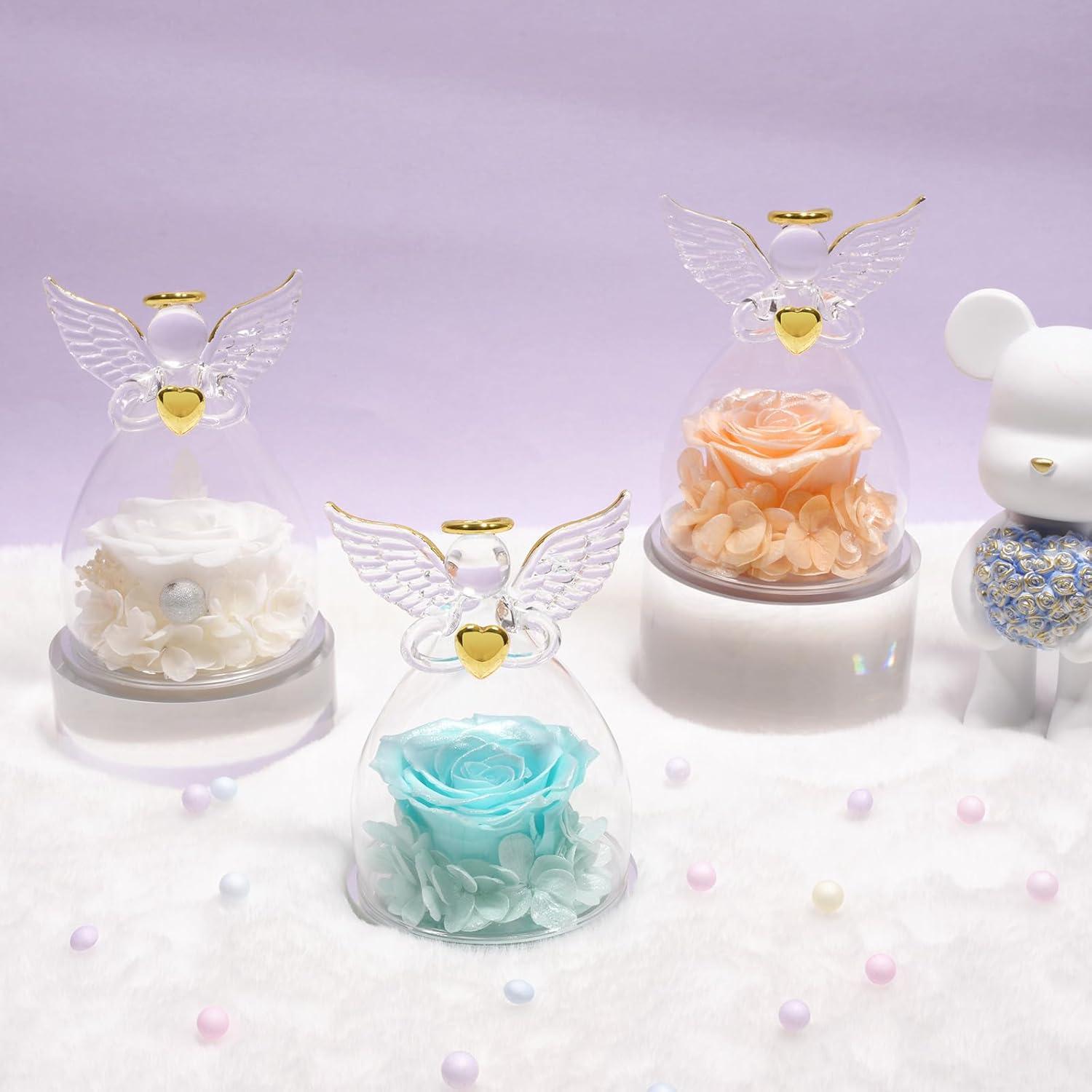 Ewige Rose Engel Figur Geschenkbox Weihnachten Valentinstag Mama Rose im Glas